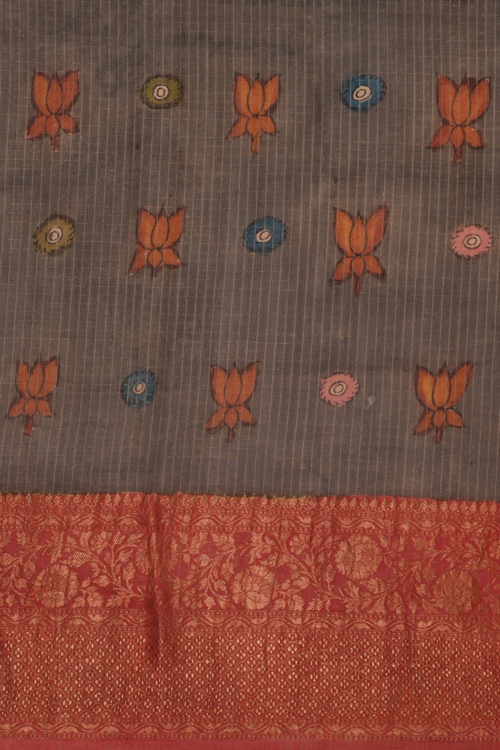 Image of Kalamkari Hand-Painted Saree