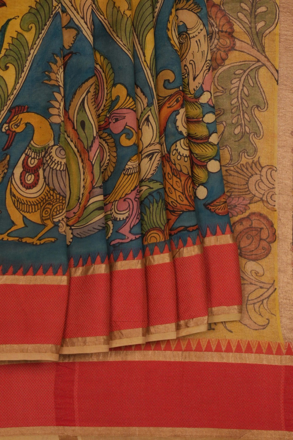 Kalamkari Hand-Painted Saree