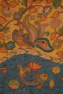 Image of Kalamkari Hand-Painted Saree