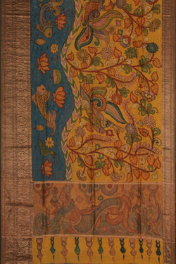 Image of Kalamkari Hand-Painted Saree