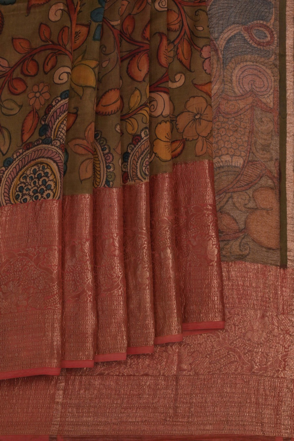 Image of Kalamkari Hand-Painted Saree