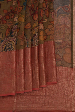 Image of Kalamkari Hand-Painted Saree