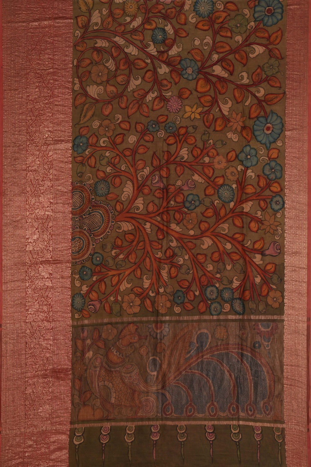 Image of Kalamkari Hand-Painted Saree