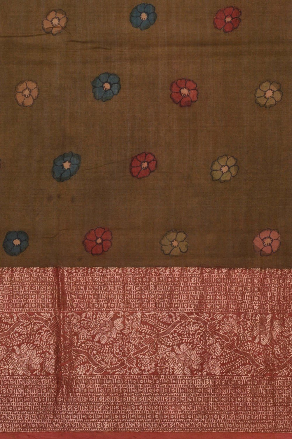Image of Kalamkari Hand-Painted Saree