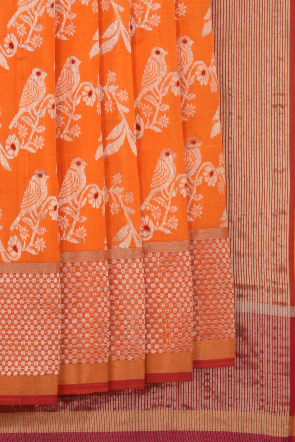 Chanderi Orange Saree