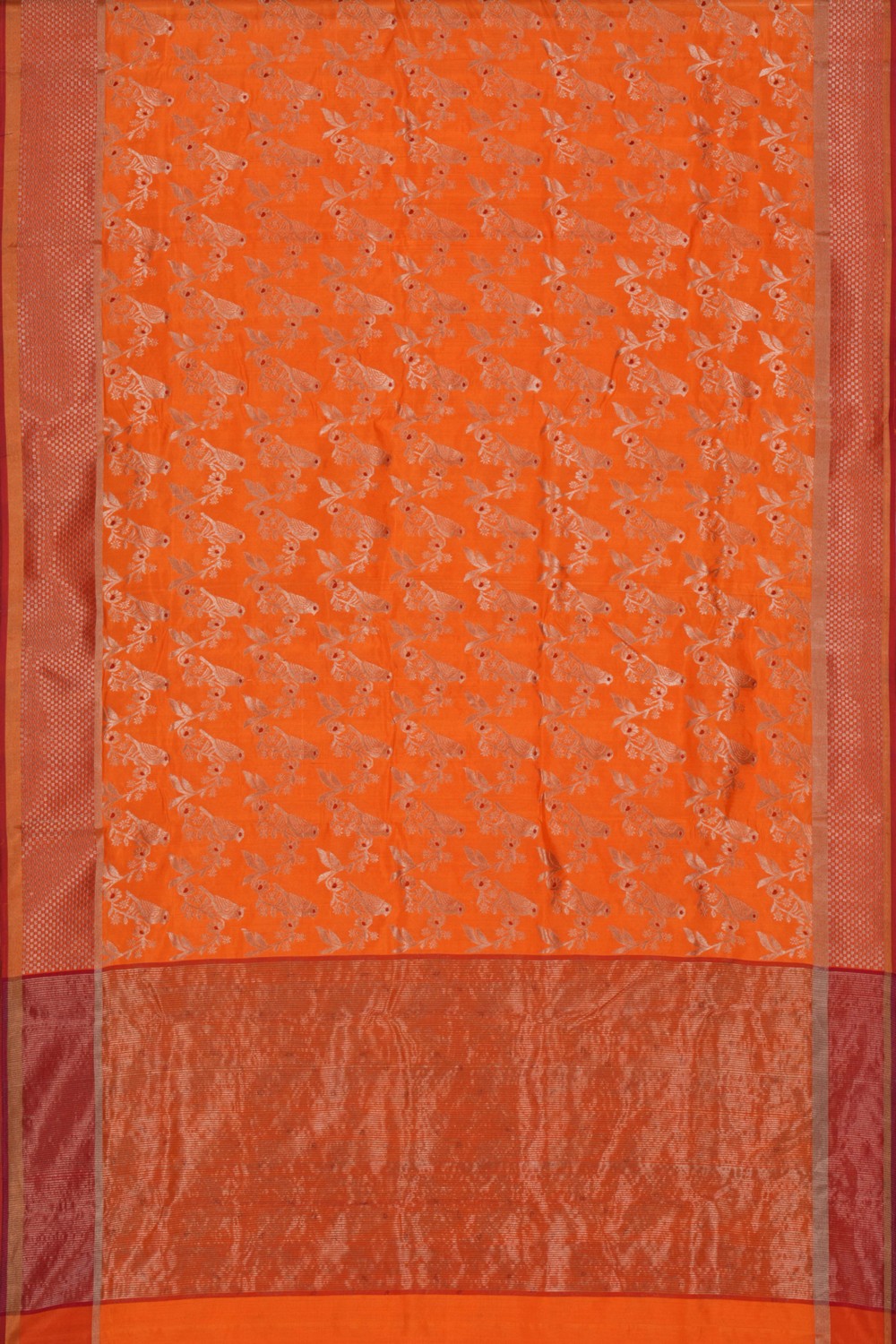 Chanderi Orange Saree