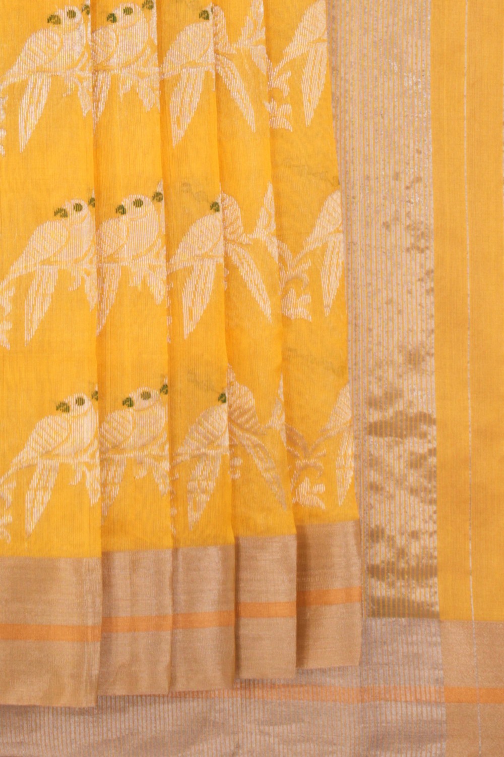 Chanderi Yellow Saree