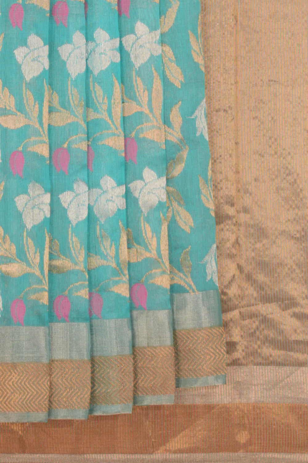 Chanderi Sea Blue Saree