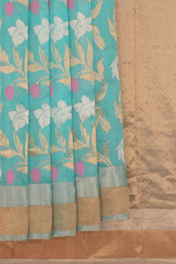 Image of Chanderi Sea Blue Saree