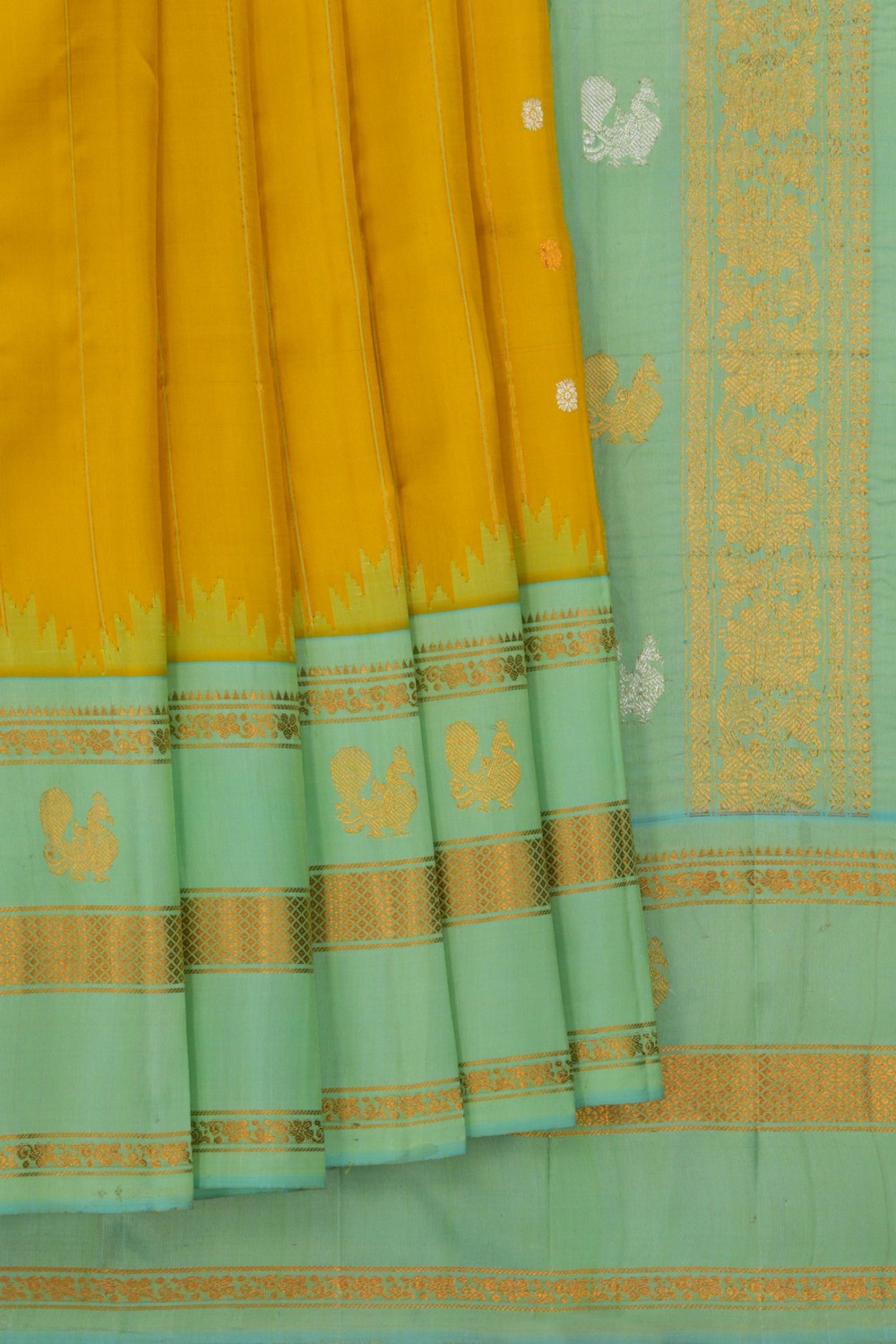 Image of Gadwal Silk Yellow Saree