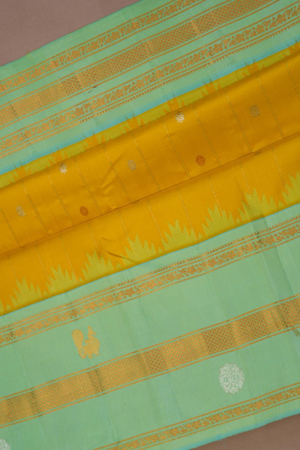 Image of Gadwal Silk Yellow Saree