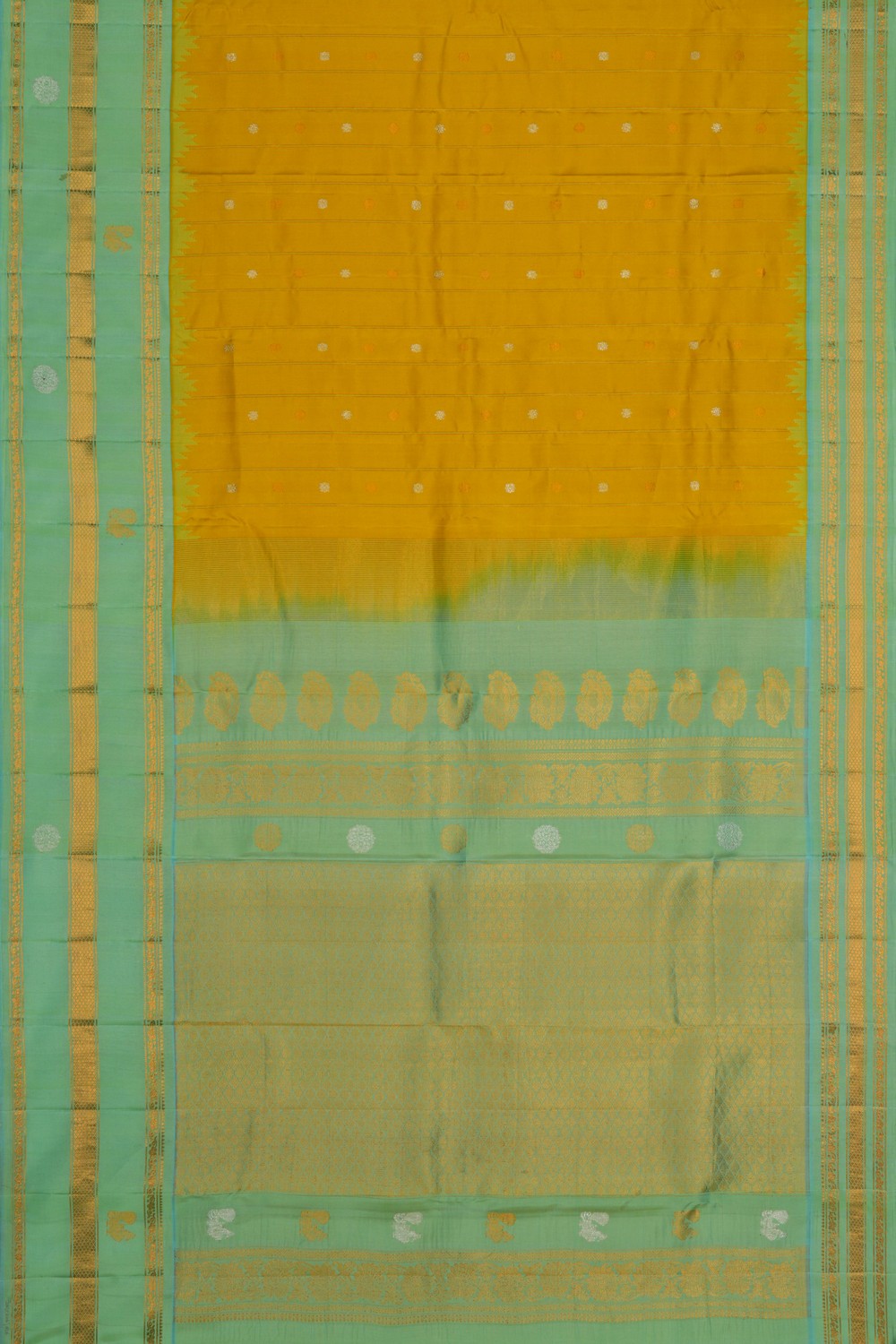 Image of Gadwal Silk Yellow Saree