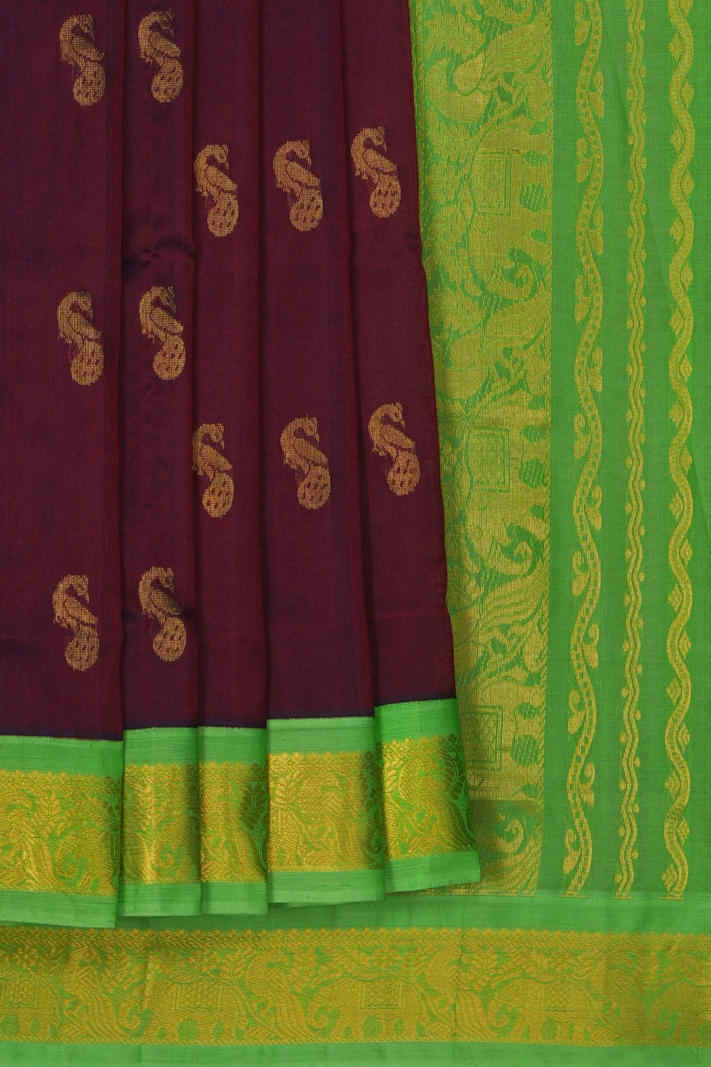 Image of South Cotton Silk Maroon Saree