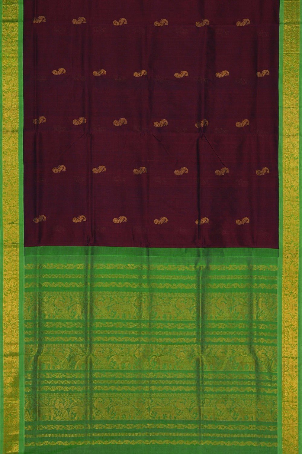 Image of South Cotton Silk Maroon Saree