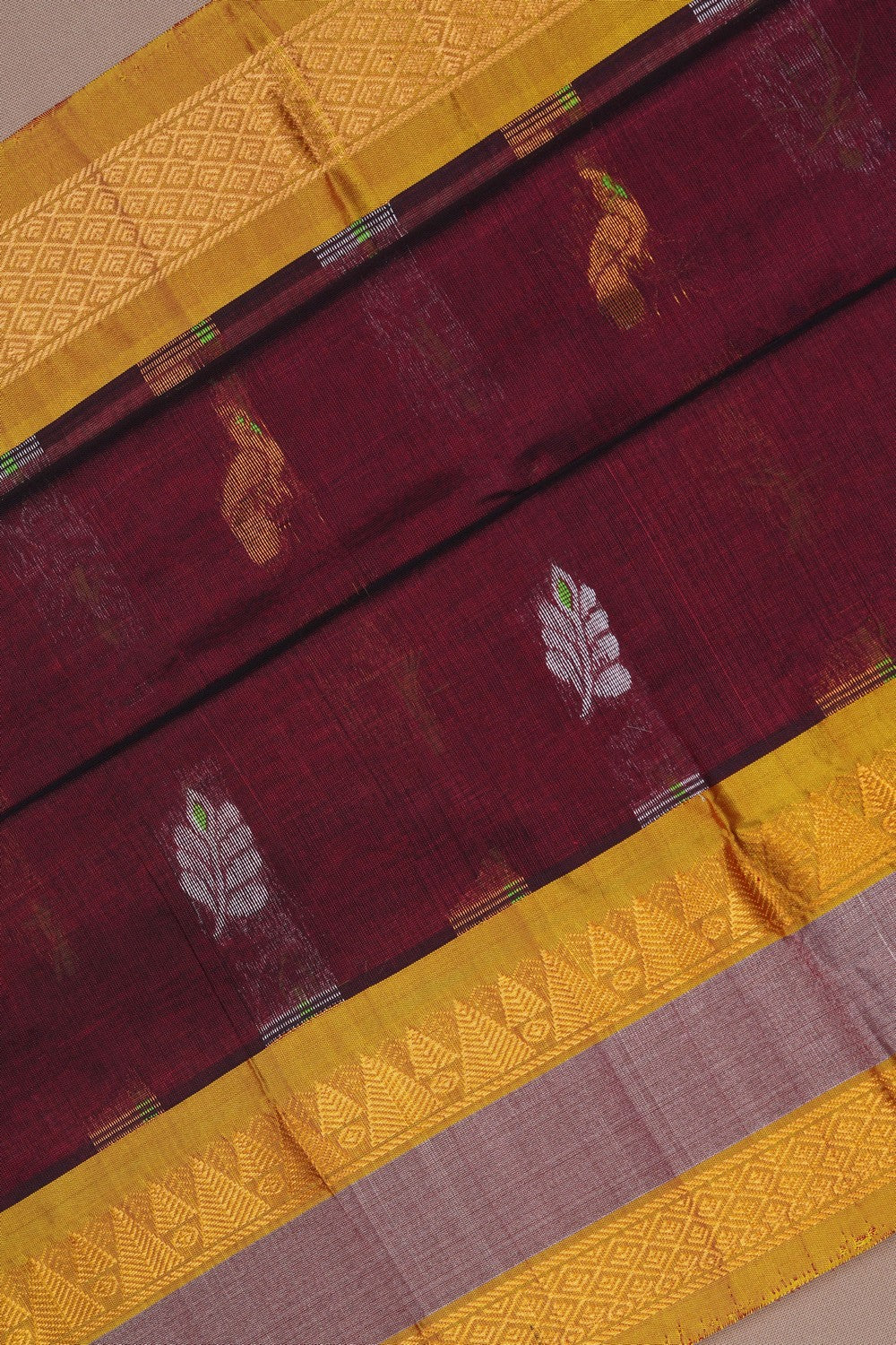 Image of South Cotton Silk Maroon Saree