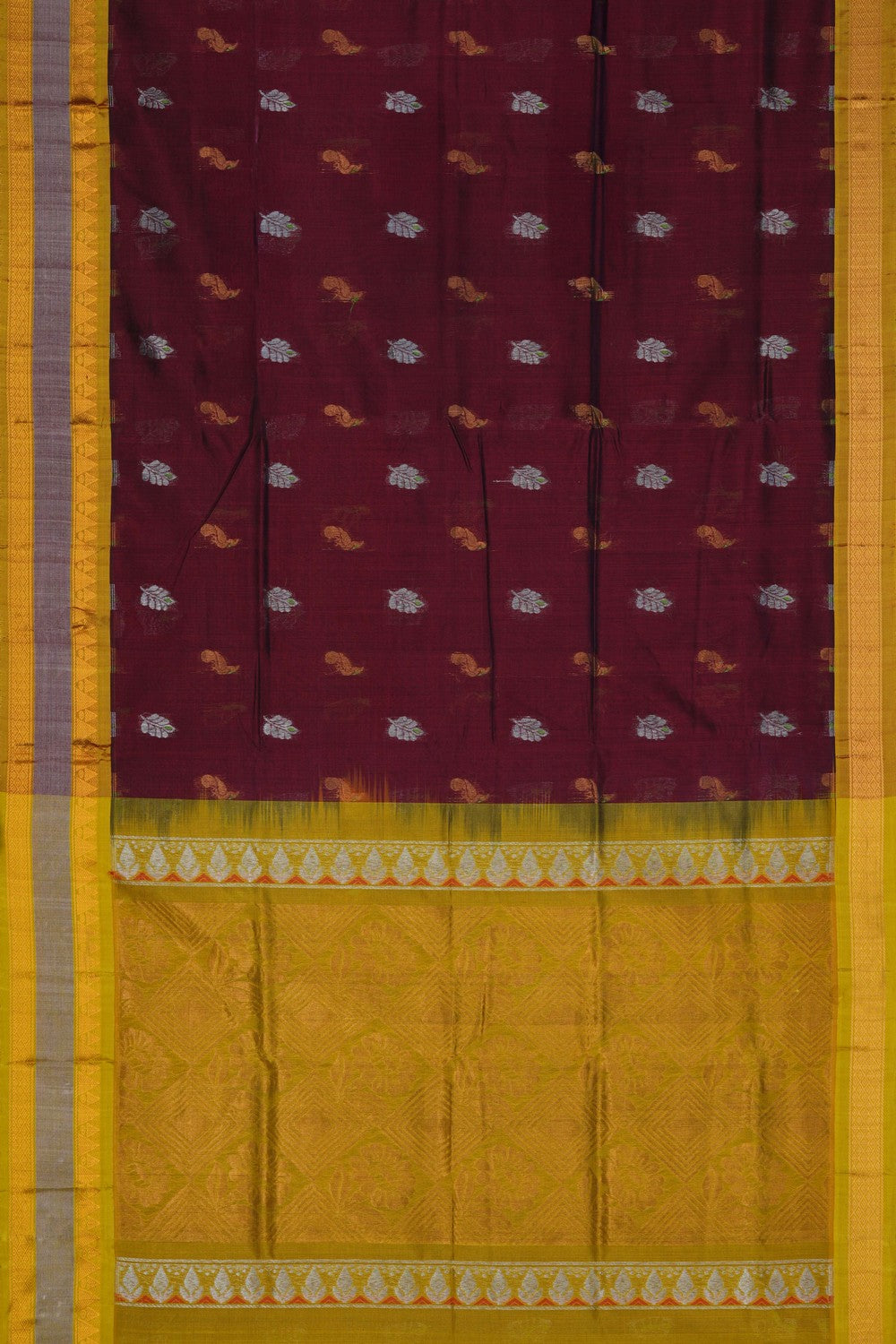 Image of South Cotton Silk Maroon Saree