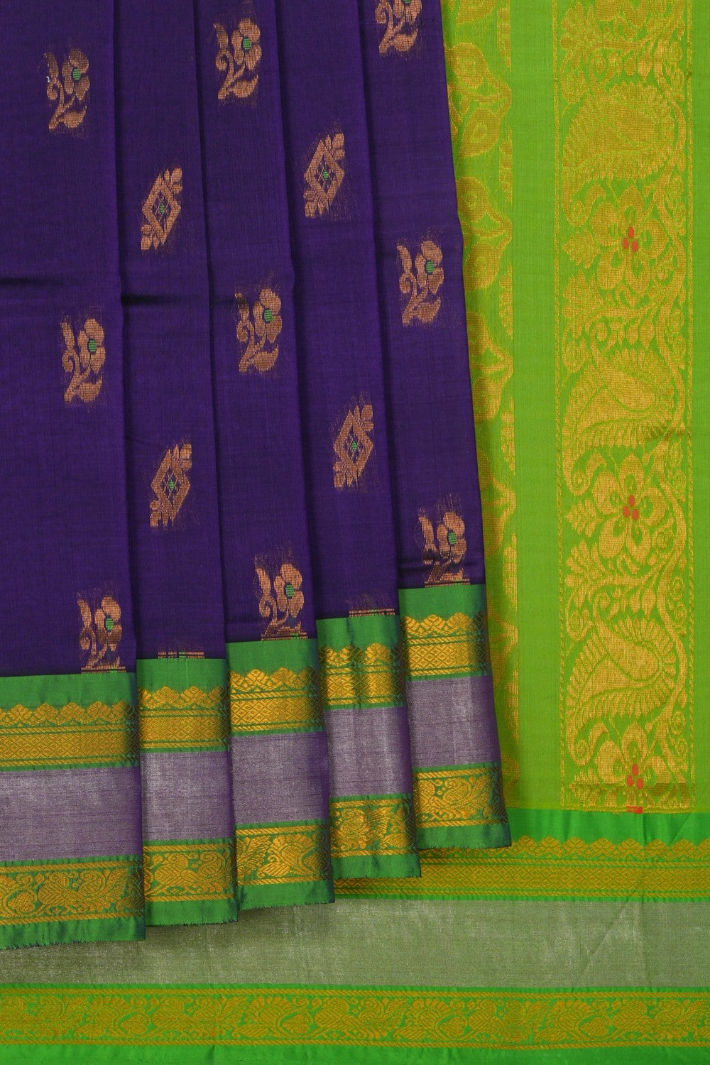 Image of South Cotton Silk Purple Saree