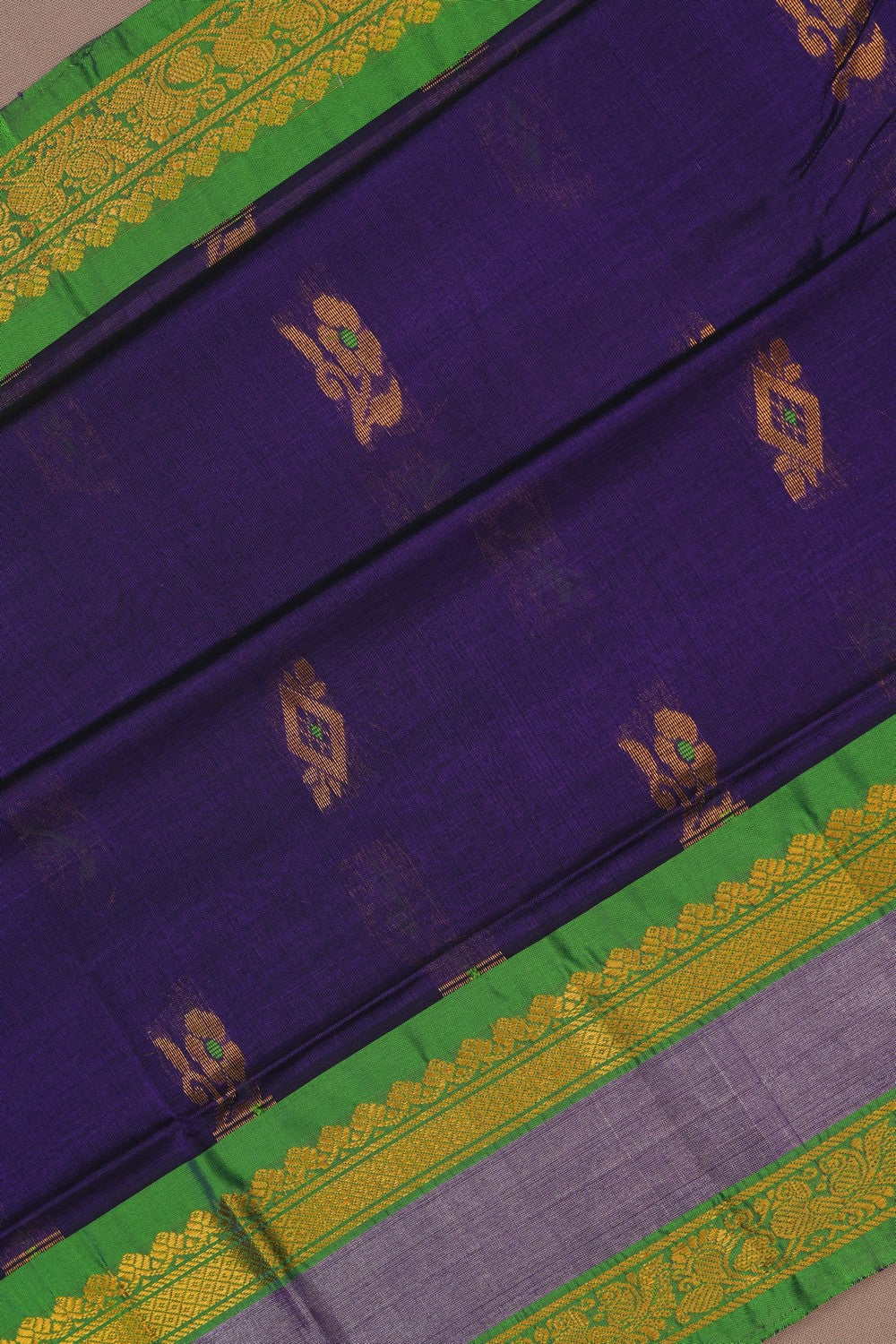 Image of South Cotton Silk Purple Saree