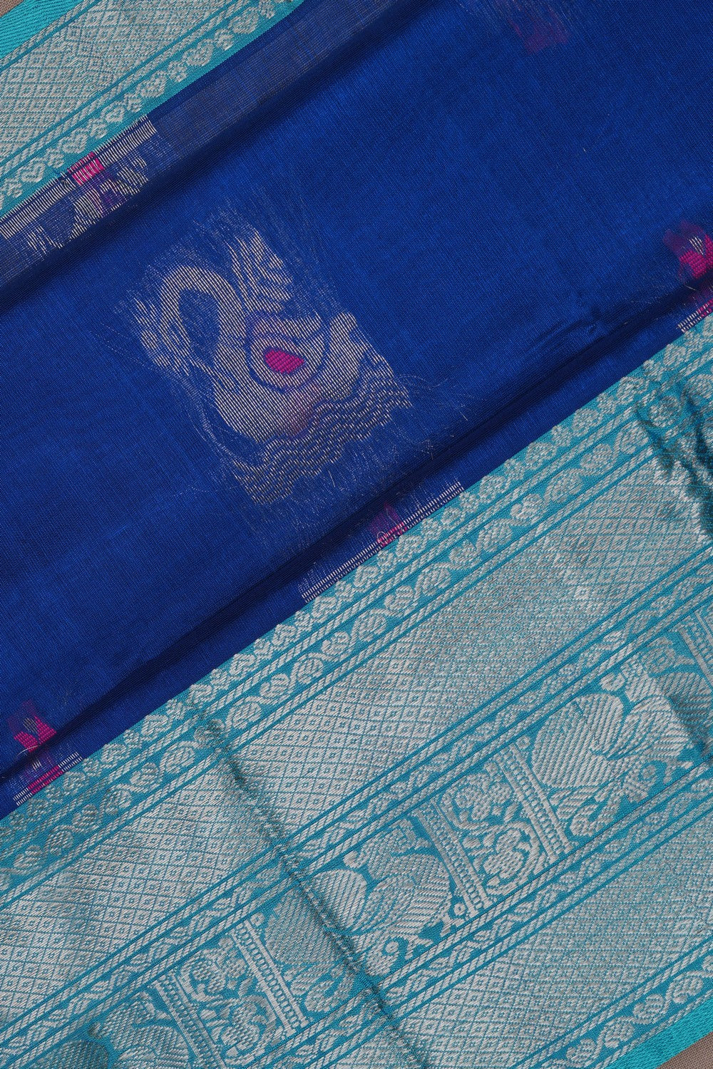 Image of South Cotton Silk Blue Saree