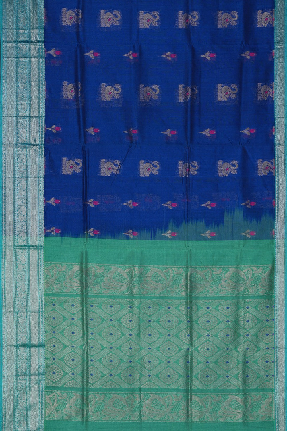 Image of South Cotton Silk Blue Saree