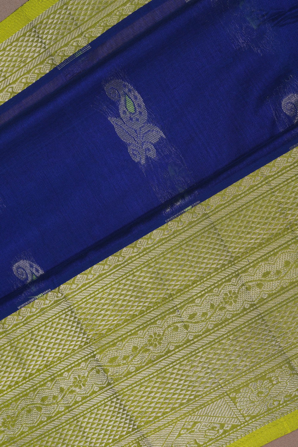 Image of South Cotton Silk Indigo Blue Saree