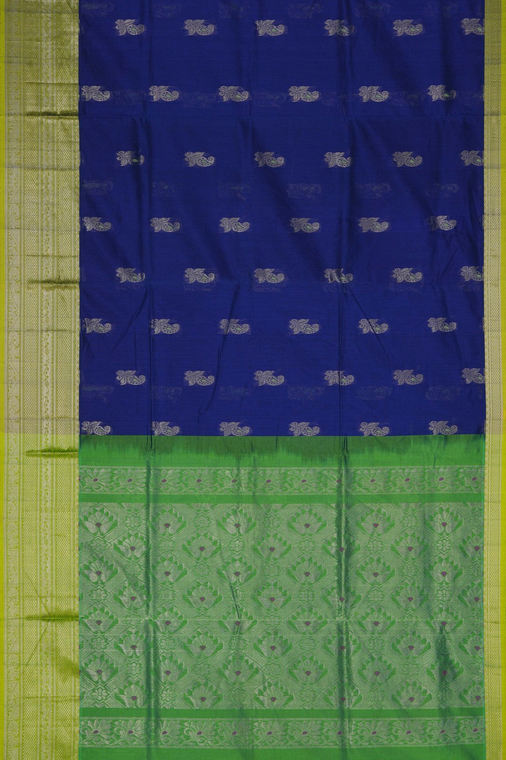 Image of South Cotton Silk Indigo Blue Saree