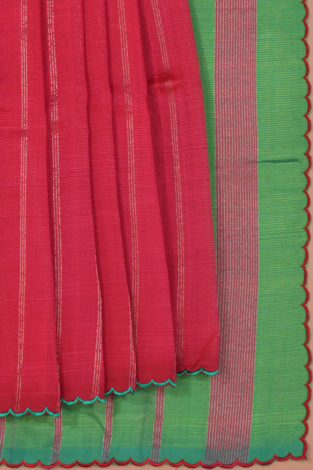 Mangalgiri Silk Red Saree