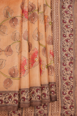 Image of Tussar Silk Embroidery Saree