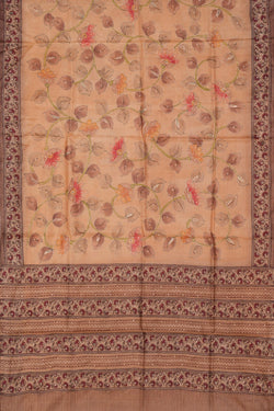 Image of Tussar Silk Embroidery Saree