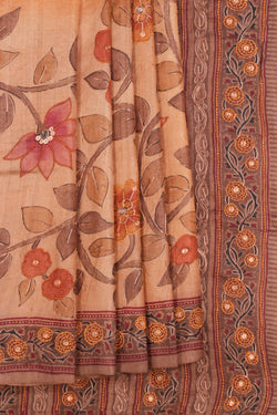 Image of Tussar Silk Embroidery Saree