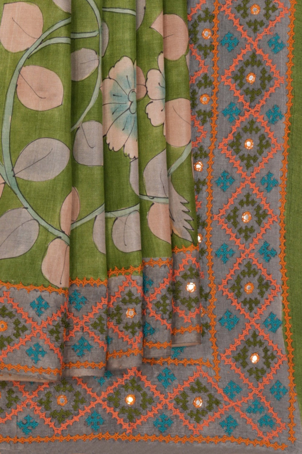 Kasuti Embroidery Tussar Silk Saree