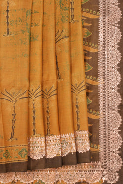 Image of Tussar Silk Embroidery Saree