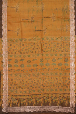 Image of Tussar Silk Embroidery Saree