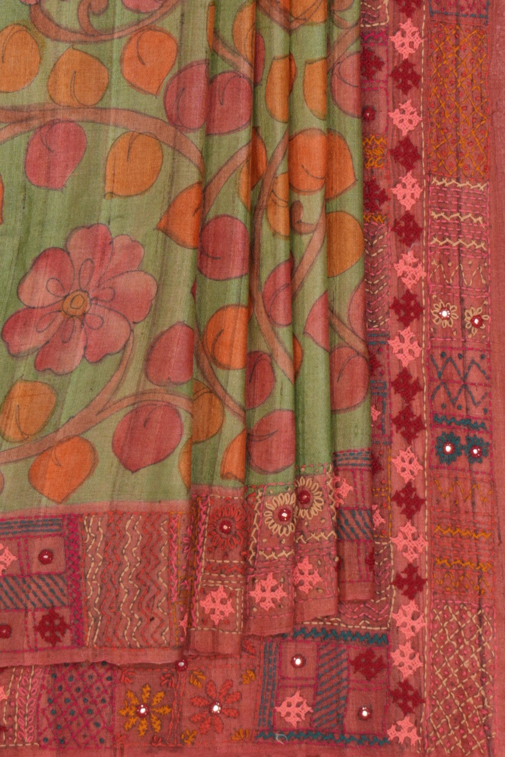 Kasuti Embroidery Tussar Silk Saree