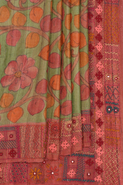 Image of Kasuti Embroidery Tussar Silk Saree