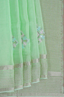 Image of Crepe Silk Embroidery Saree