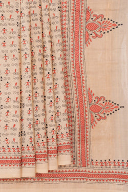 Image of Tussar Silk Kantha Stitch Saree