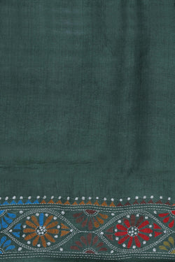 Image of Tussar Silk Kantha Stitch Saree