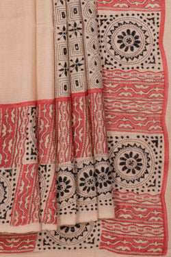 Image of Tussar Silk Kantha Stitch Saree