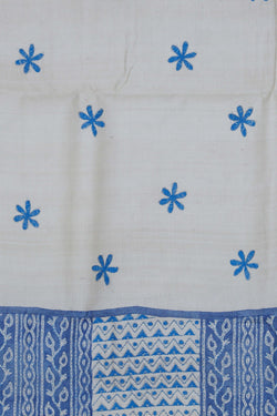 Image of Tussar Silk Kantha Stitch Saree