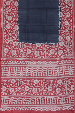 Image of Tussar Silk Kantha Stitch Saree