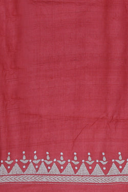 Image of Tussar Silk Kantha Stitch Saree