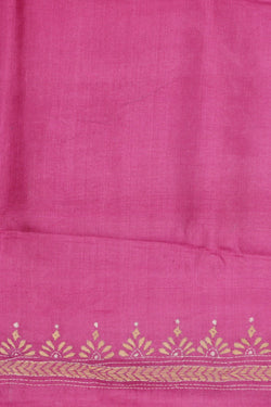 Image of Tussar Silk Kantha Stitch Saree