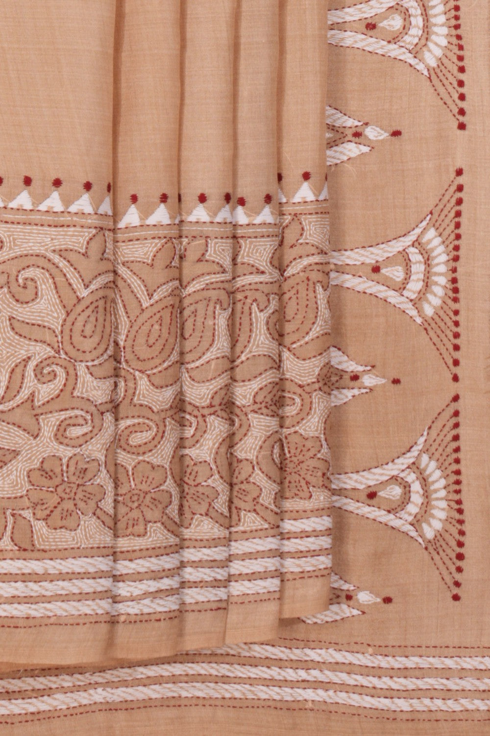 Tussar Silk Kantha Stitch Saree