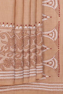 Image of Tussar Silk Kantha Stitch Saree