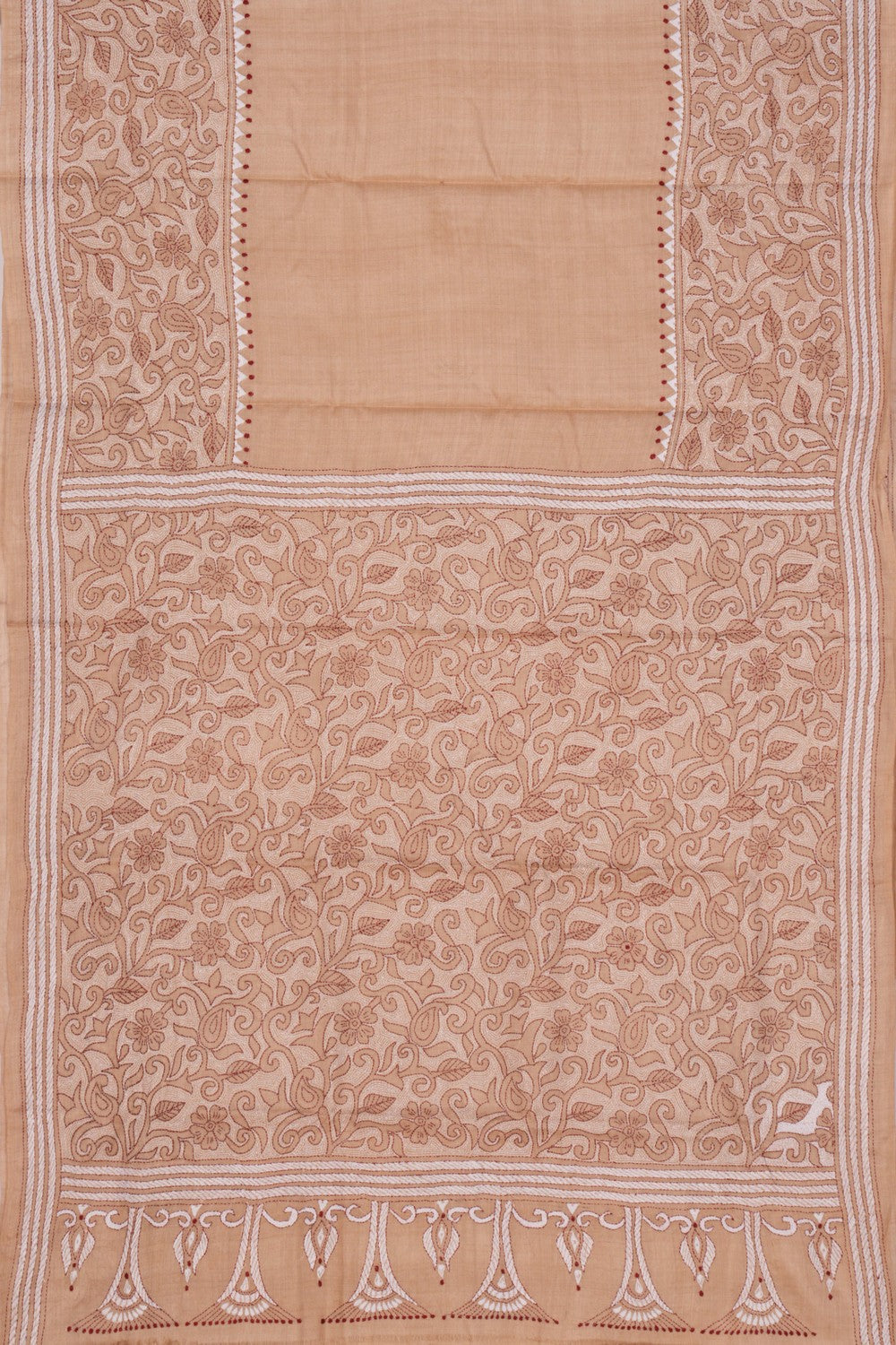 Image of Tussar Silk Kantha Stitch Saree