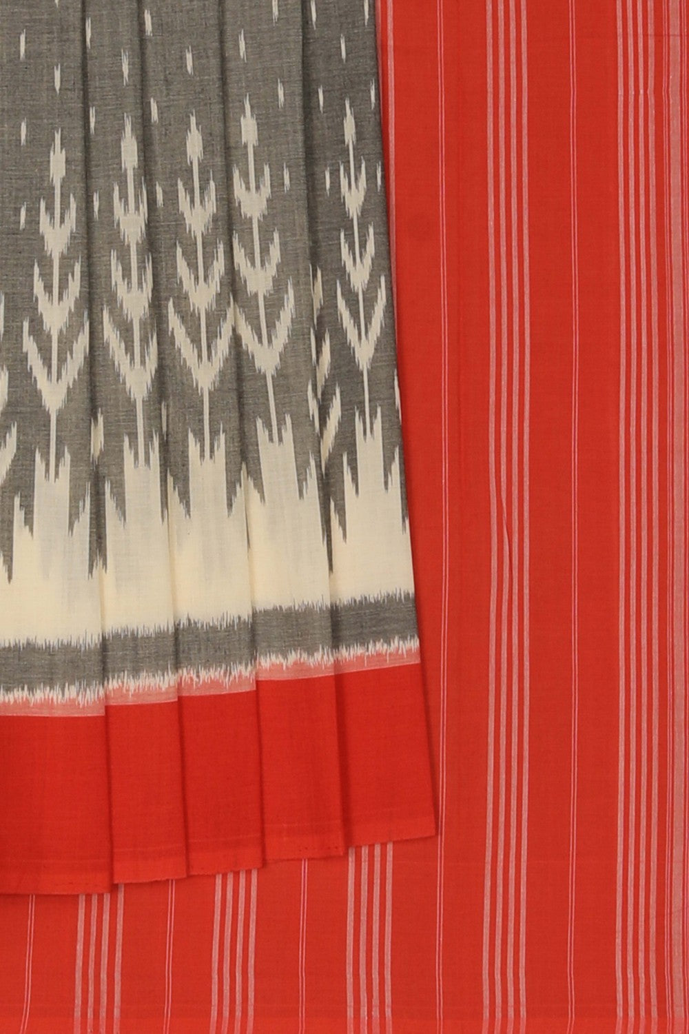 Pochampally Ikat Cotton Grey Saree