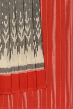 Image of Pochampally Ikat Cotton Grey Saree