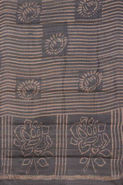 Image of Tussar Silk Grey Saree