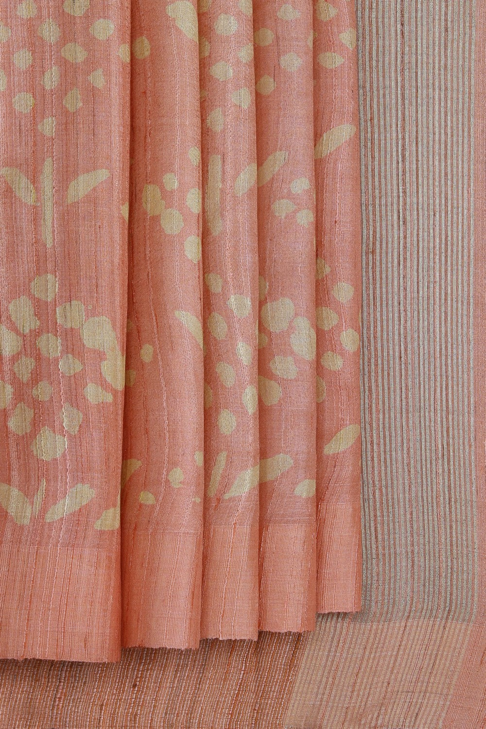 Tussar Silk Peach Saree